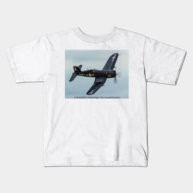 F4U-7 Corsair Fast-Pass Kids T-Shirt by acefox1